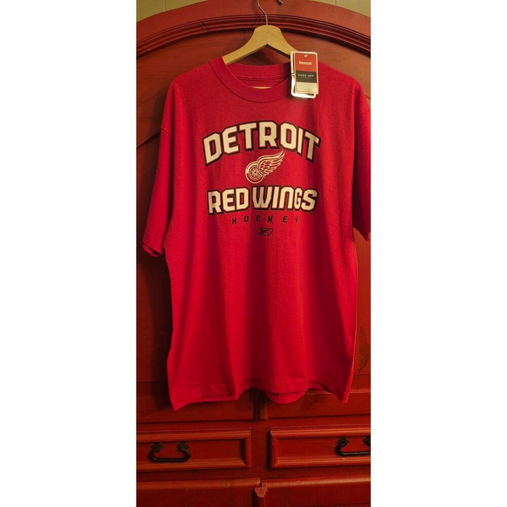 NWT Reebok LAR Detroit Redwings Short Sleeve Tee Shirt Tshirt Top NHL Hockey NEW